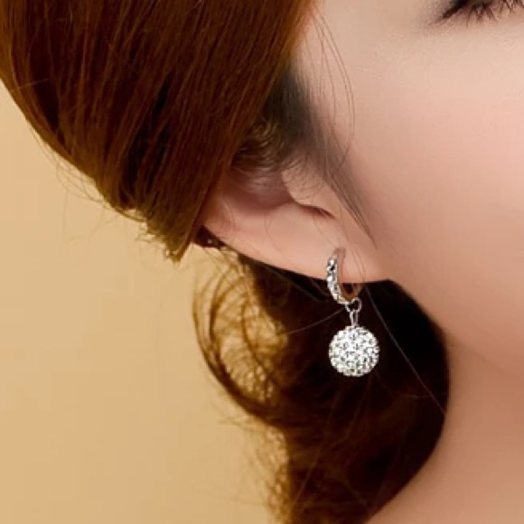 🌟 Sterling Silver CZ Drop Earrings Huggie Hoop - Picture 2 of 2